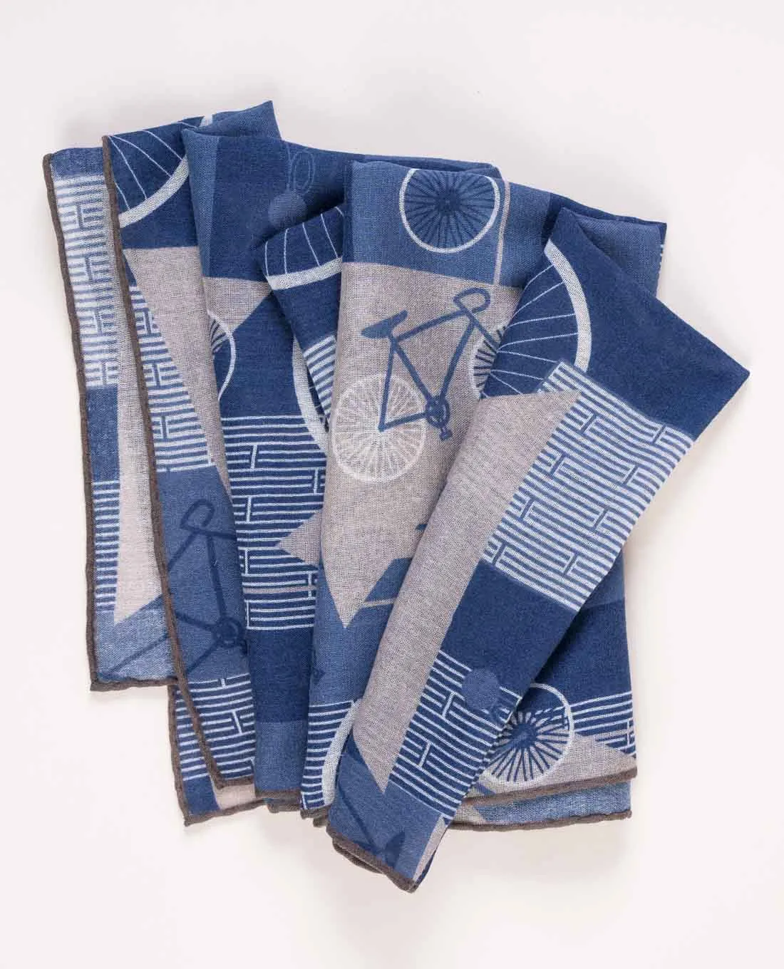 Printed Soft Wool Scarf - Blue and Grey Bicycle Print sold by Paolo Albizzati product image thumbnail 3