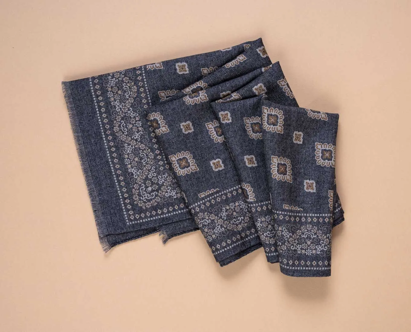 Wool Printed Scarf - Dark Grey Medallion sold by Paolo Albizzati product image thumbnail 3