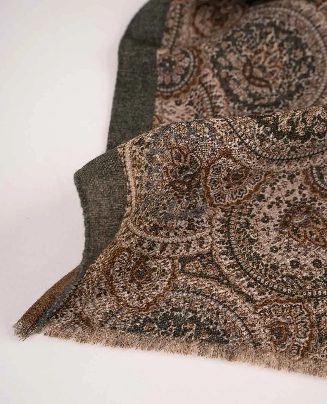 Wool Printed Scarf - Green Paisley sold by Paolo Albizzati product image thumbnail 4