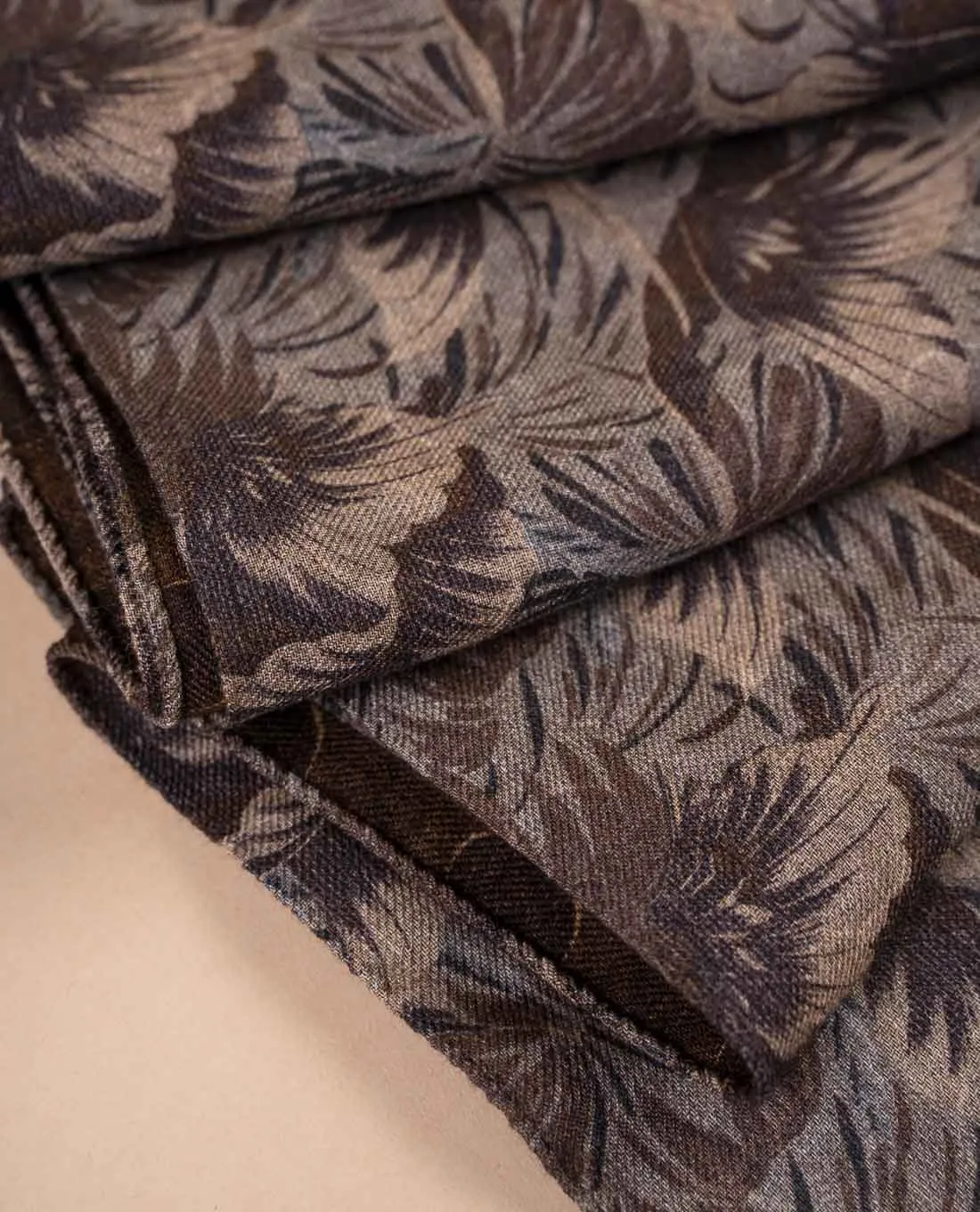 Wool Printed Scarf - Beige and Brown Floral and Circles sold by Paolo Albizzati product image thumbnail 5