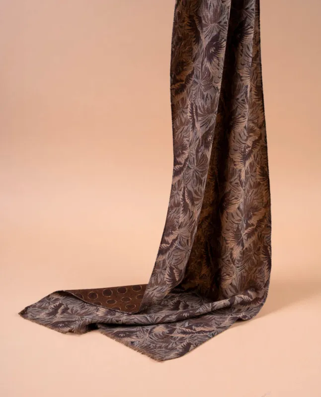 Wool Printed Scarf - Beige and Brown Floral and Circles sold by Paolo Albizzati