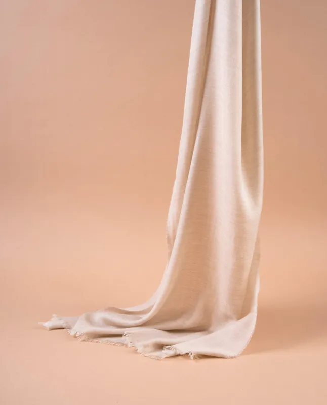 Woven Cashmere Silk Scarf - Beige Solid sold by Paolo Albizzati
