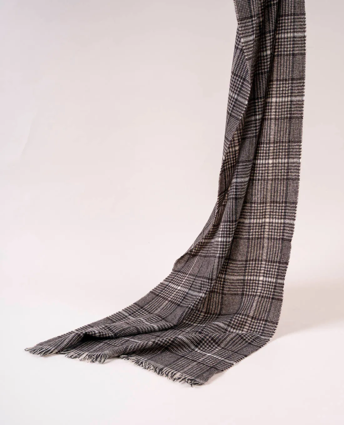 Cashmere Scarf - Beige and Brown Glen Plaid sold by Paolo Albizzati