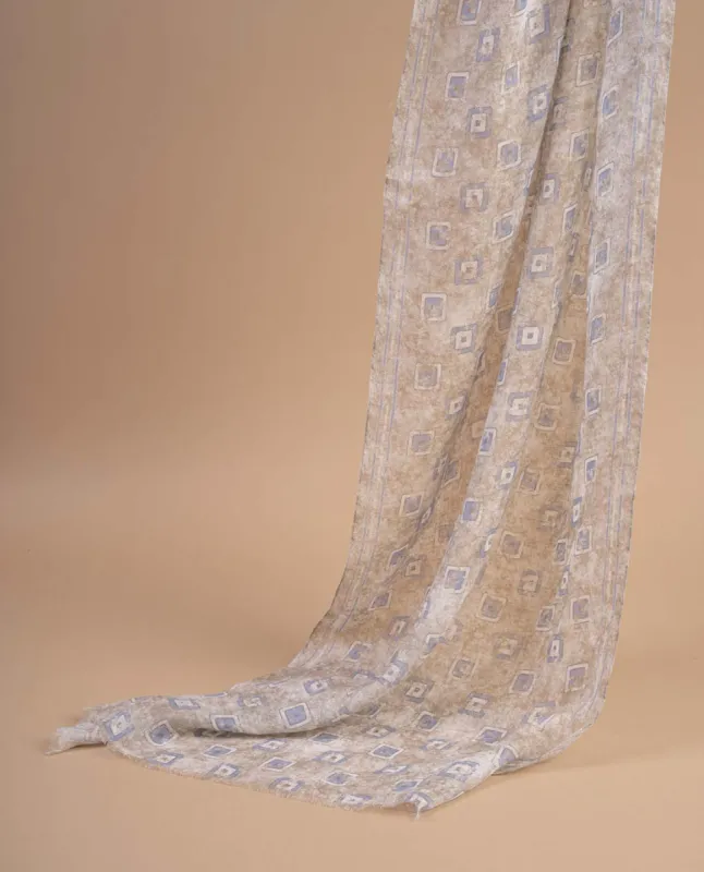 Linen Scarf - Beige Square Print Linen Scarf sold by Paolo Albizzati
