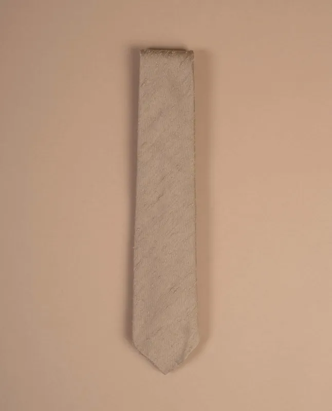 Shantung Silk Tie - Beige Solid sold by Paolo Albizzati