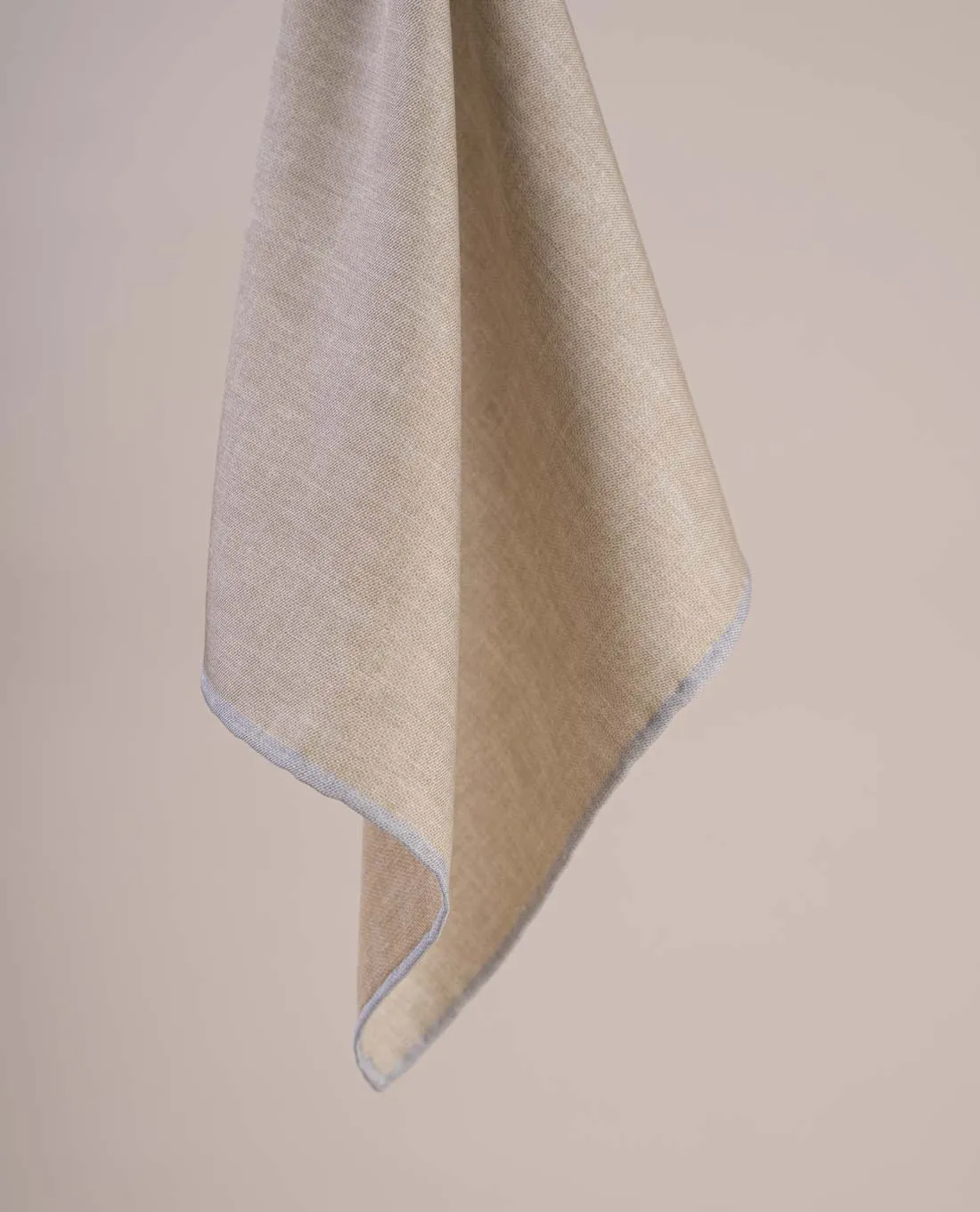 Reversible Silk Cotton Pocket Square - Beige and Brown Plain sold by Paolo Albizzati