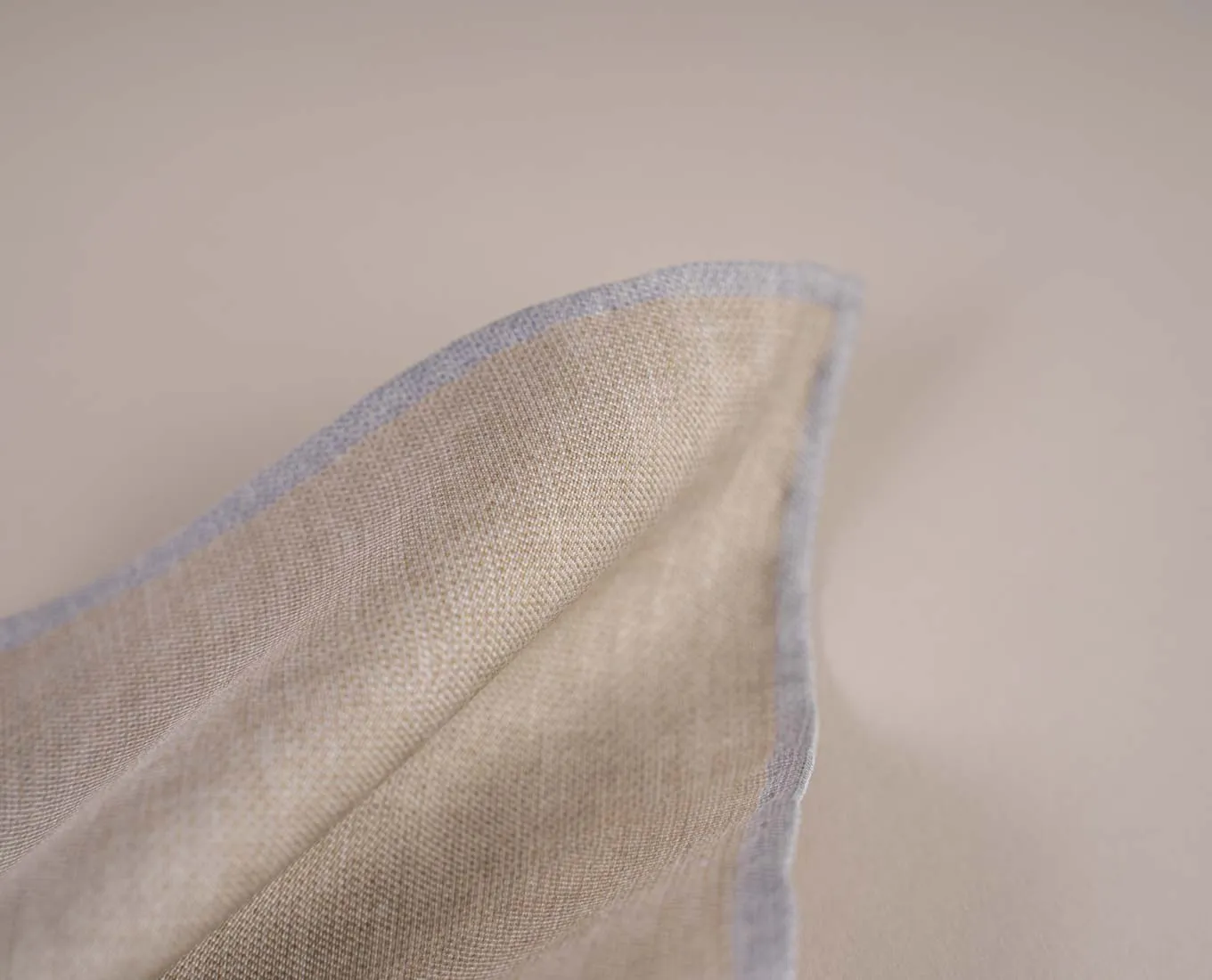 Reversible Silk Cotton Pocket Square - Beige and Brown Plain sold by Paolo Albizzati product image thumbnail 4