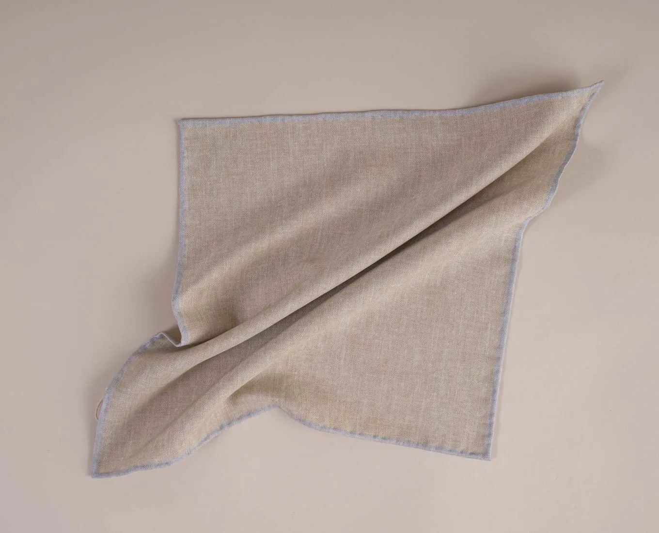 Reversible Silk Cotton Pocket Square - Beige and Brown Plain sold by Paolo Albizzati product image thumbnail 3