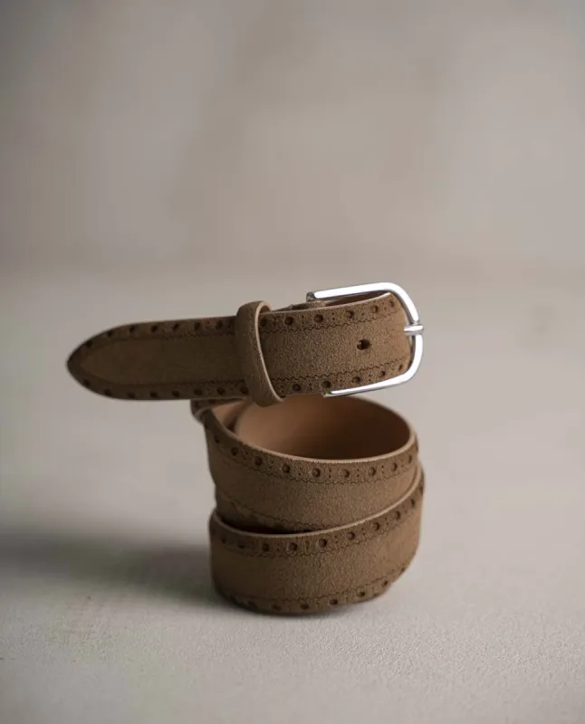 Leather Belt - Medium Brown Suede sold by Paolo Albizzati