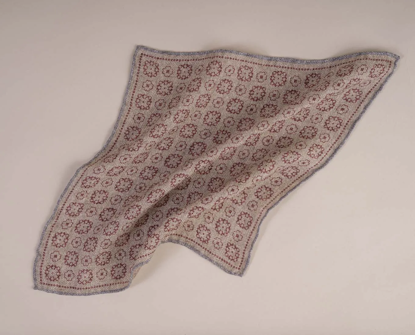 Linen and Cotton Pocket Square - Beige Floral sold by Paolo Albizzati product image thumbnail 3