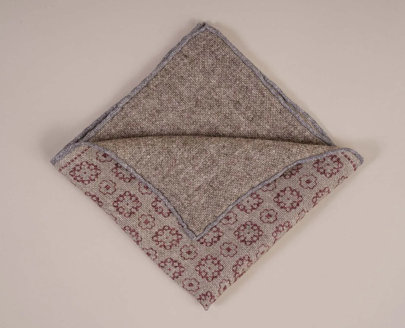 Linen and Cotton Pocket Square - Beige Floral sold by Paolo Albizzati product image thumbnail 4