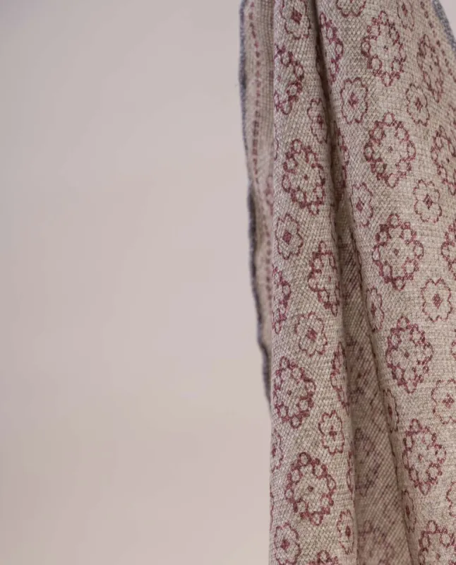 Linen and Cotton Pocket Square - Beige Floral sold by Paolo Albizzati
