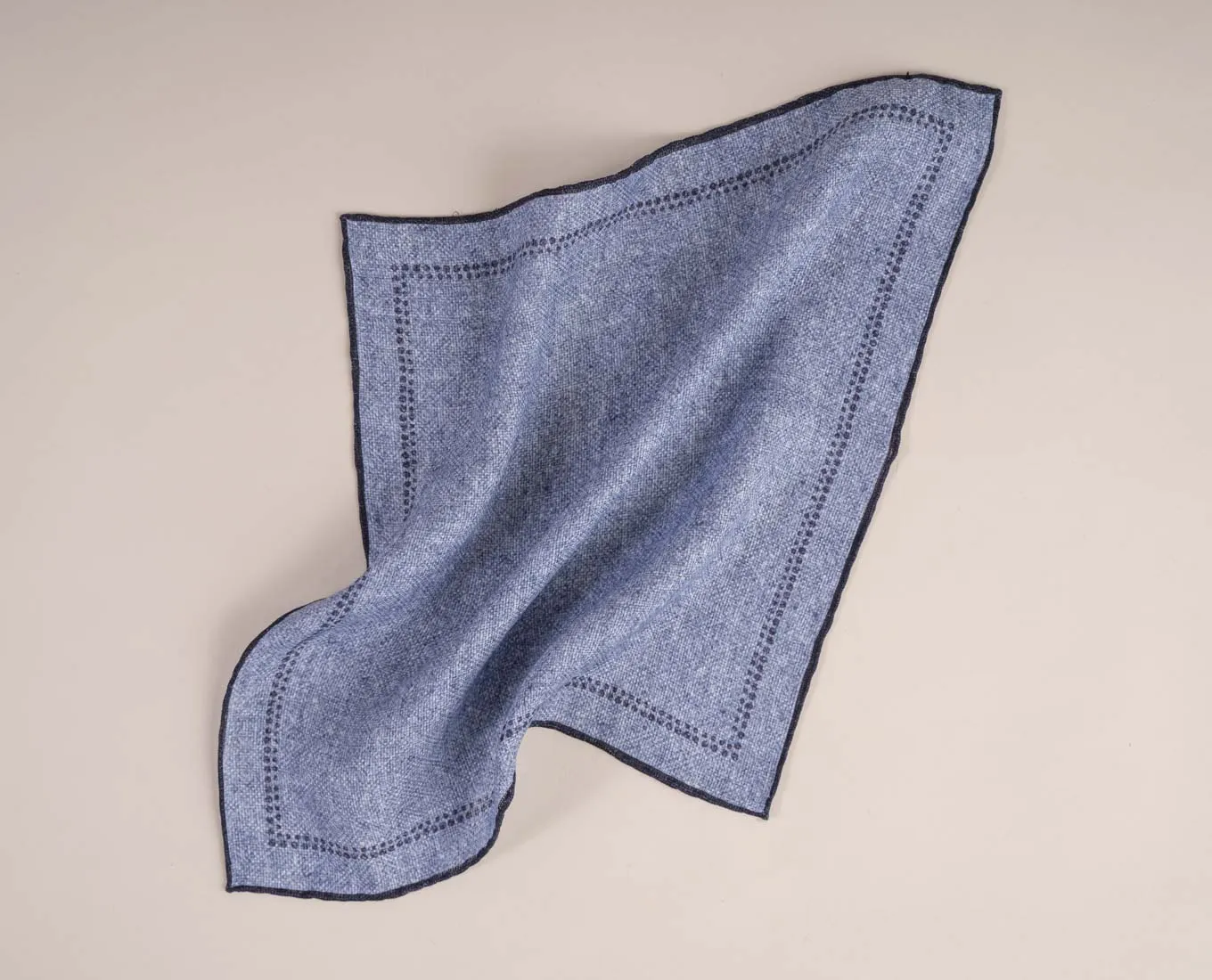 Linen and Cotton Pocket Square - Light Blue Dots sold by Paolo Albizzati product image thumbnail 3