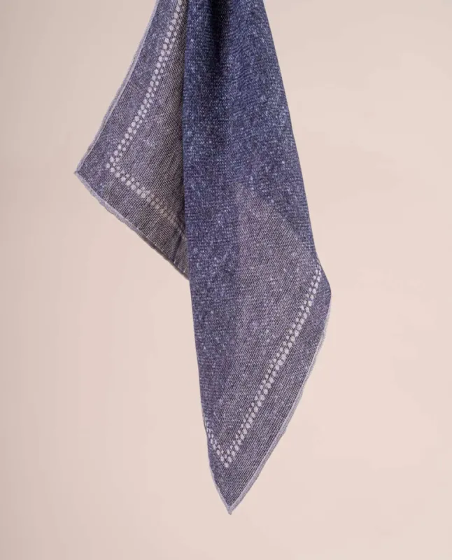 Linen and Cotton Pocket Square - Navy Blue Dots sold by Paolo Albizzati