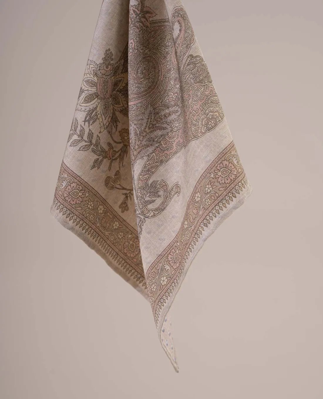 Reversible Silk Cotton Pocket Square - Off-White Foulard Print sold by Paolo Albizzati