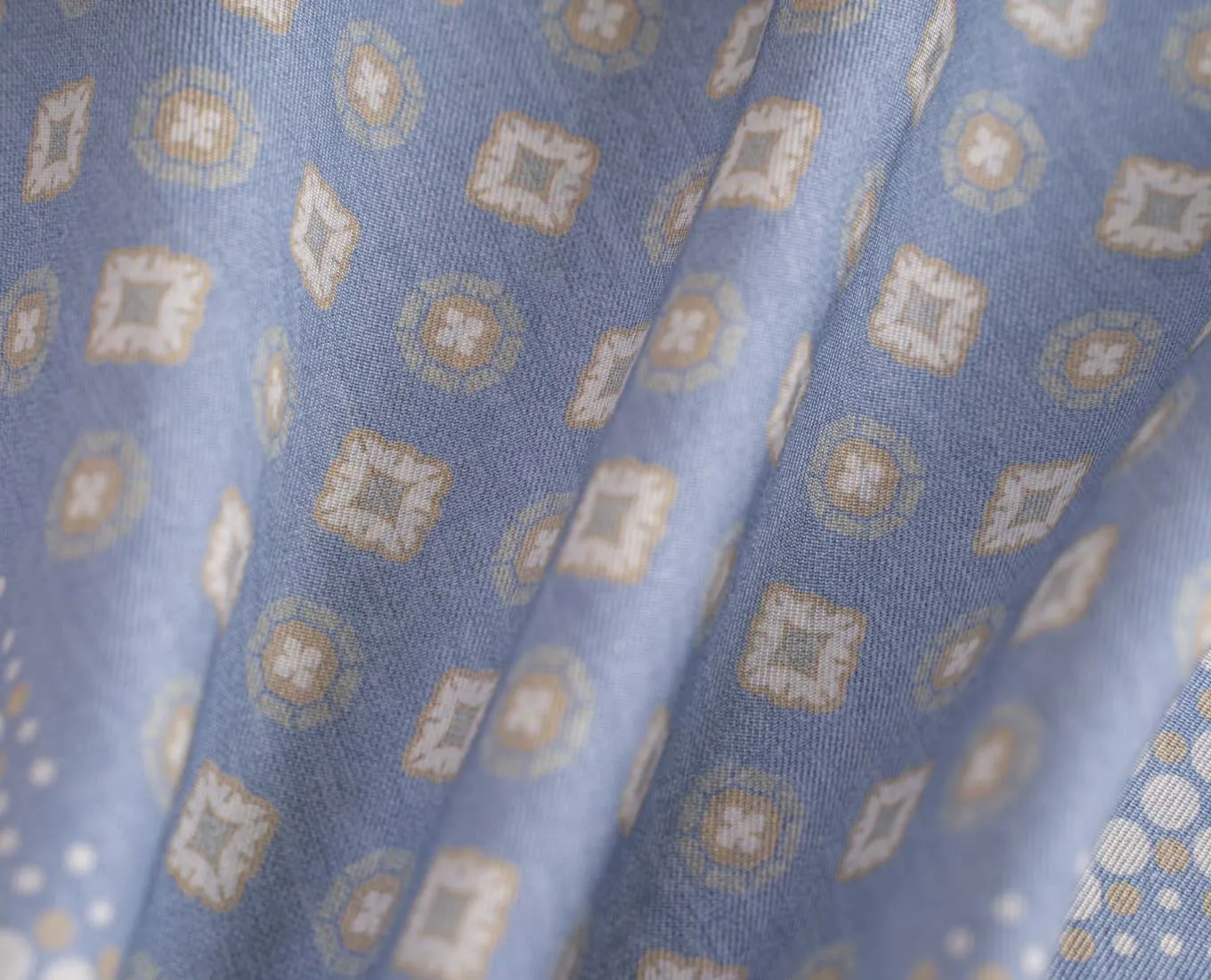 Reversible Silk Cotton Pocket Square - Light Blue Medallion Print sold by Paolo Albizzati product image thumbnail 4