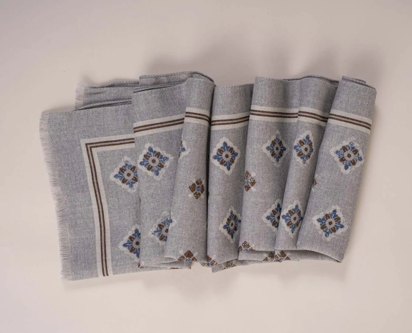 Wool Printed Scarf - Grey Medallion sold by Paolo Albizzati product image thumbnail 5