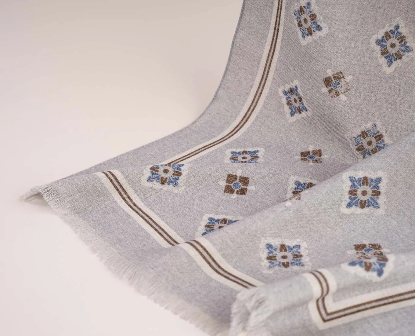 Wool Printed Scarf - Grey Medallion sold by Paolo Albizzati product image thumbnail 3