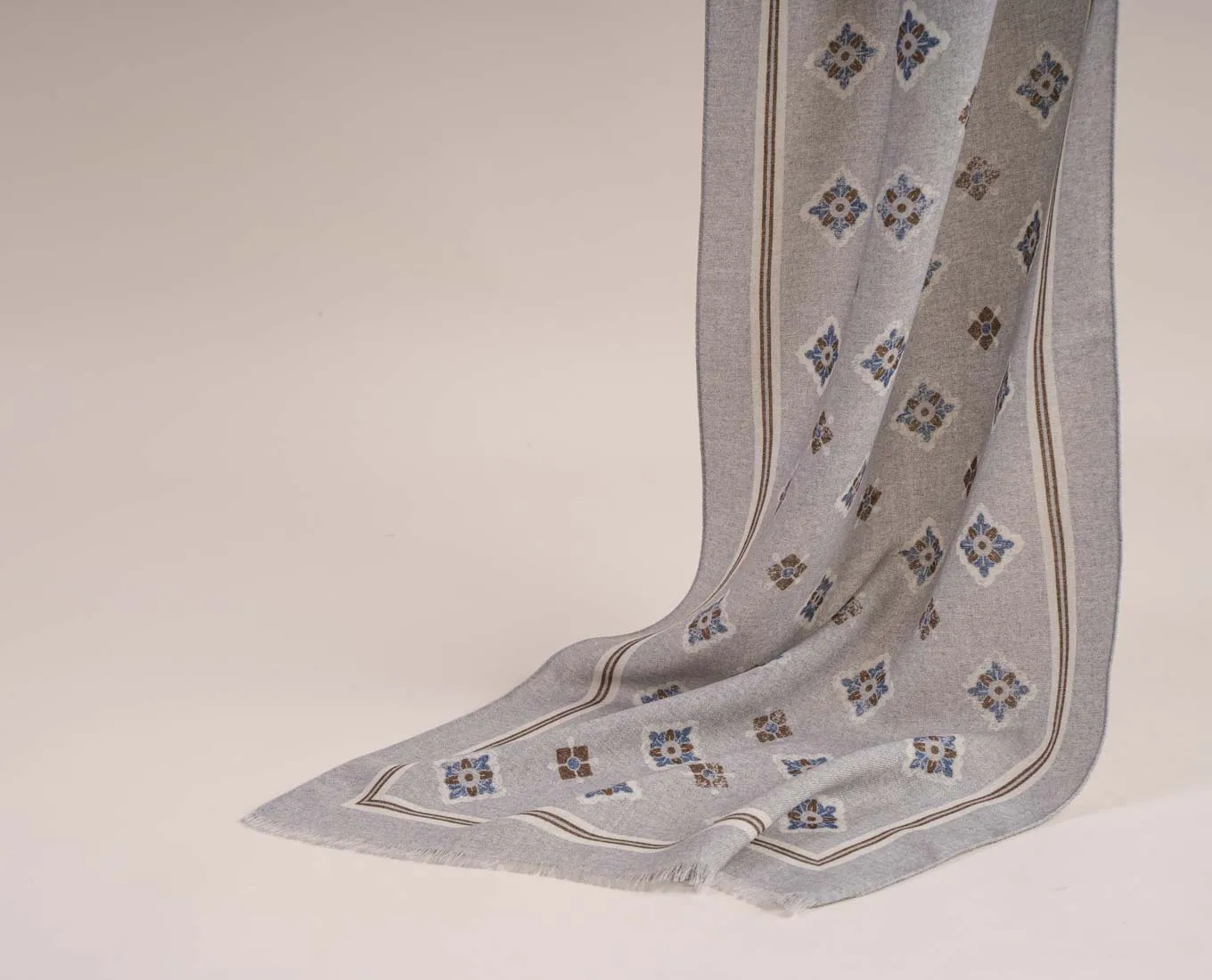 Wool Printed Scarf - Grey Medallion sold by Paolo Albizzati product image thumbnail 4