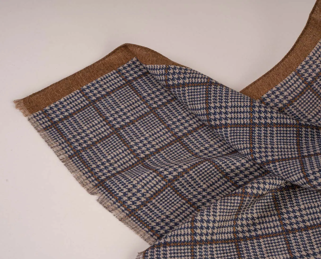 Wool Printed Scarf - Navy Blue Check sold by Paolo Albizzati product image thumbnail 4