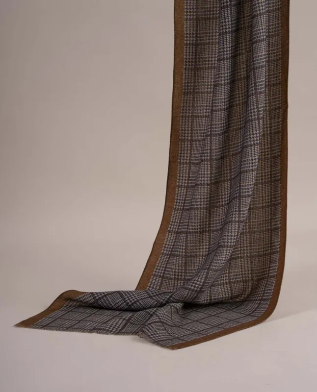 Wool Printed Scarf - Navy Blue Check sold by Paolo Albizzati