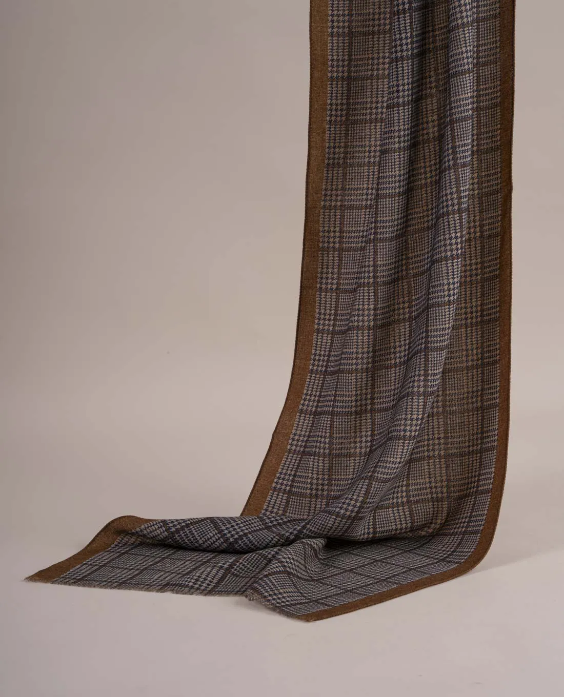 Wool Printed Scarf - Navy Blue Check sold by Paolo Albizzati