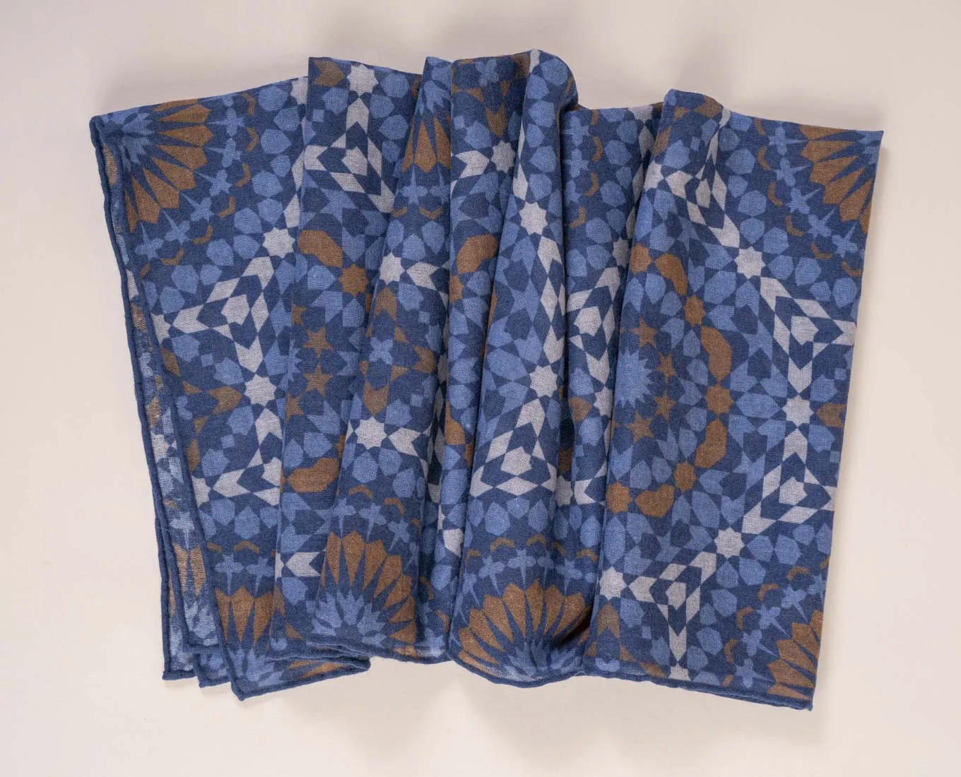 Soft Wool Scarf - Navy Blue Geometric Print sold by Paolo Albizzati product image thumbnail 5