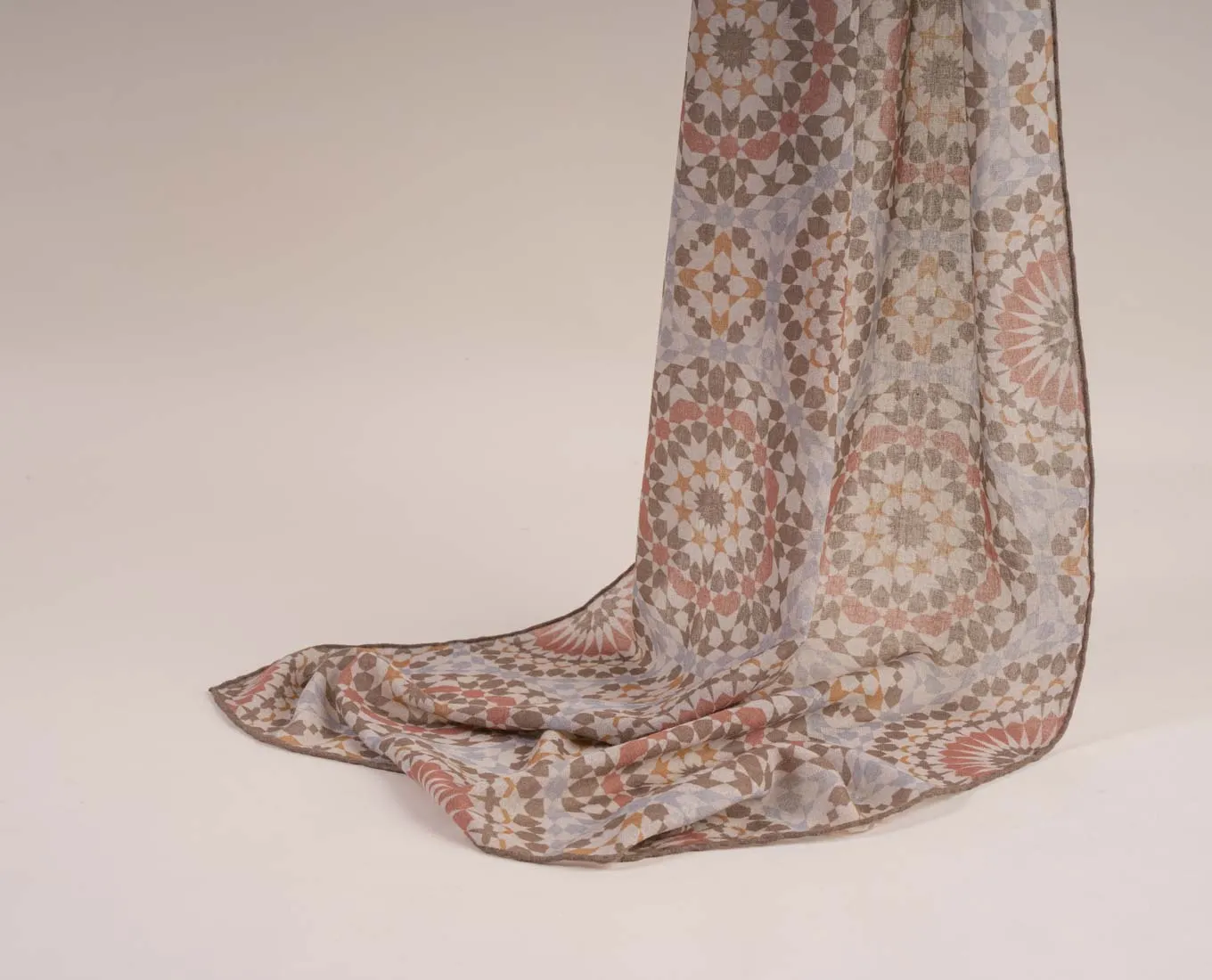 Soft Wool Scarf - Brown Geometric Print sold by Paolo Albizzati product image thumbnail 3