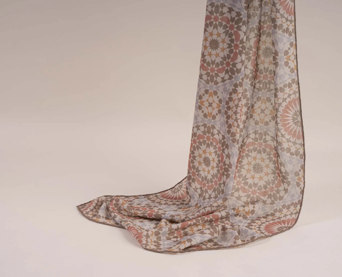 Soft Wool Scarf - Brown Geometric Print sold by Paolo Albizzati product image thumbnail 4