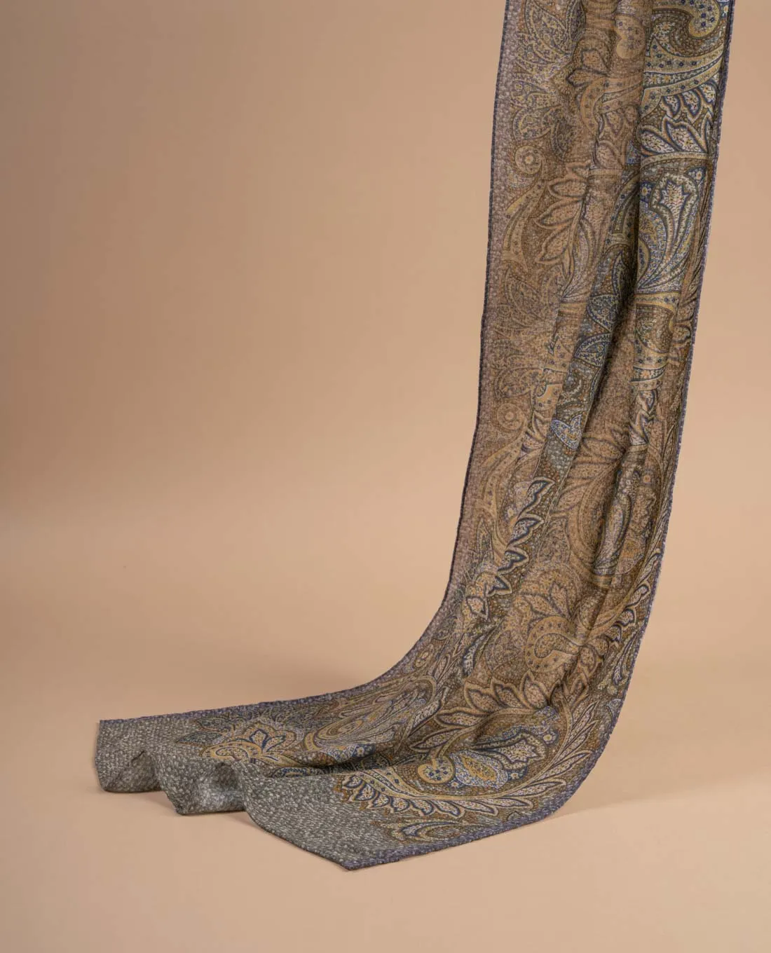 Soft Wool Scarf - Green and Beige Paisley Print sold by Paolo Albizzati