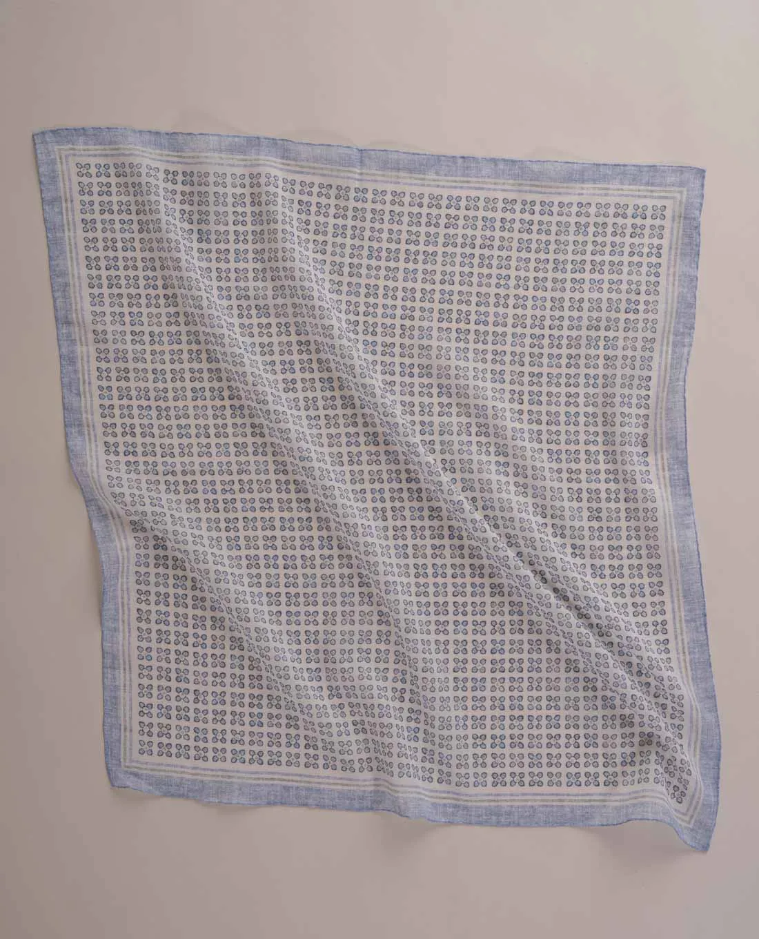 Bandana Scarf - Blue and White Vintage Floral Print Cotton sold by Paolo Albizzati product image thumbnail 5