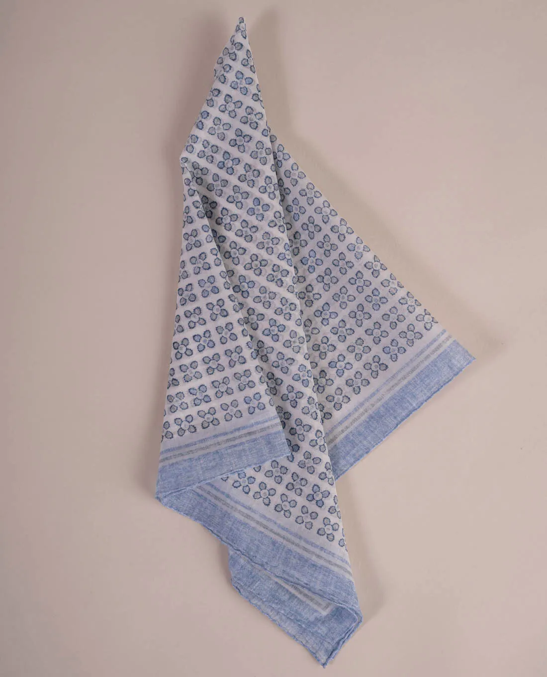 Bandana Scarf - Blue and White Vintage Floral Print Cotton sold by Paolo Albizzati product image thumbnail 3