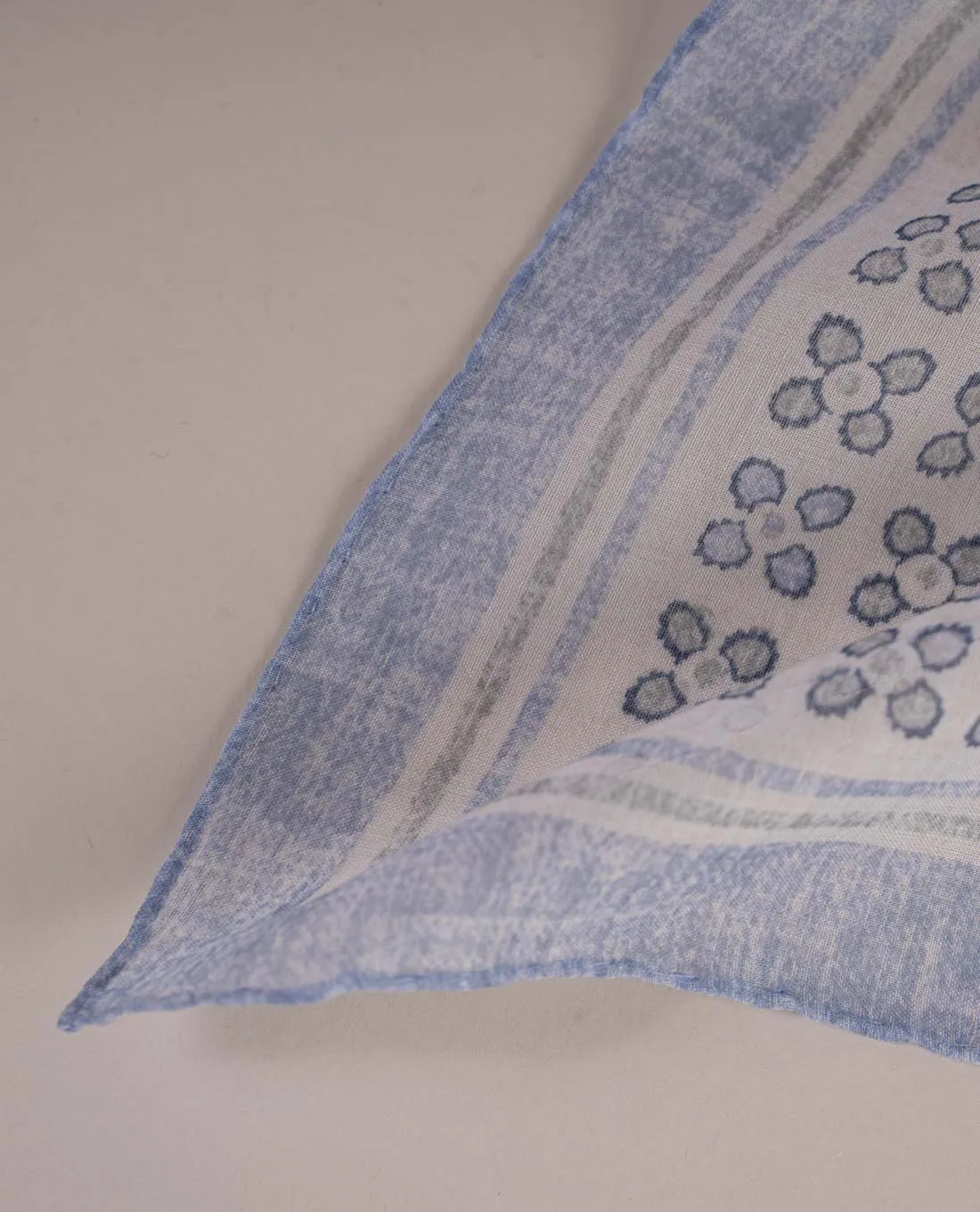 Bandana Scarf - Blue and White Vintage Floral Print Cotton sold by Paolo Albizzati product image thumbnail 4