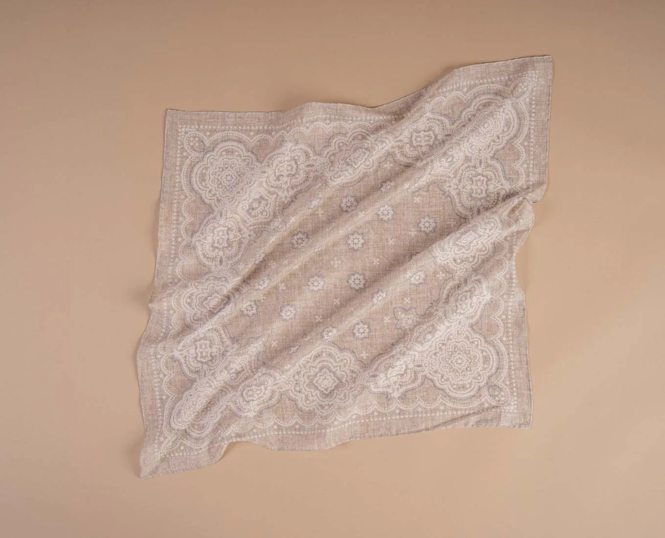 Bandana Scarf - Beige and White Paisley Print Cotton sold by Paolo Albizzati product image thumbnail 4