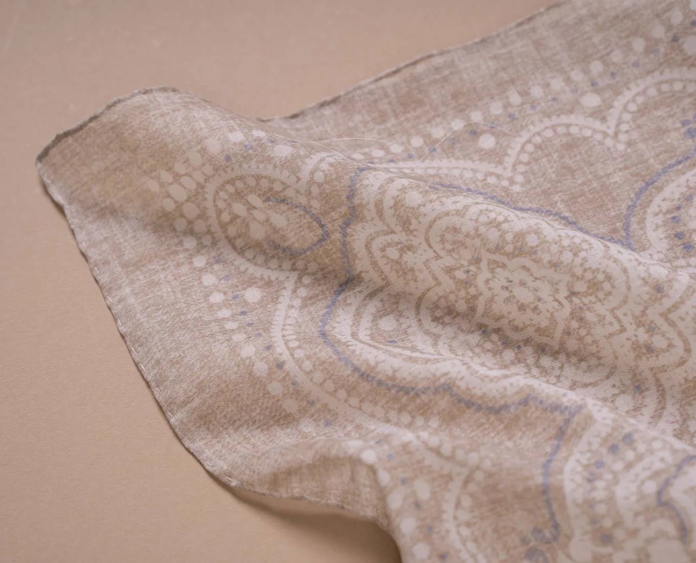 Bandana Scarf - Beige and White Paisley Print Cotton sold by Paolo Albizzati product image thumbnail 5