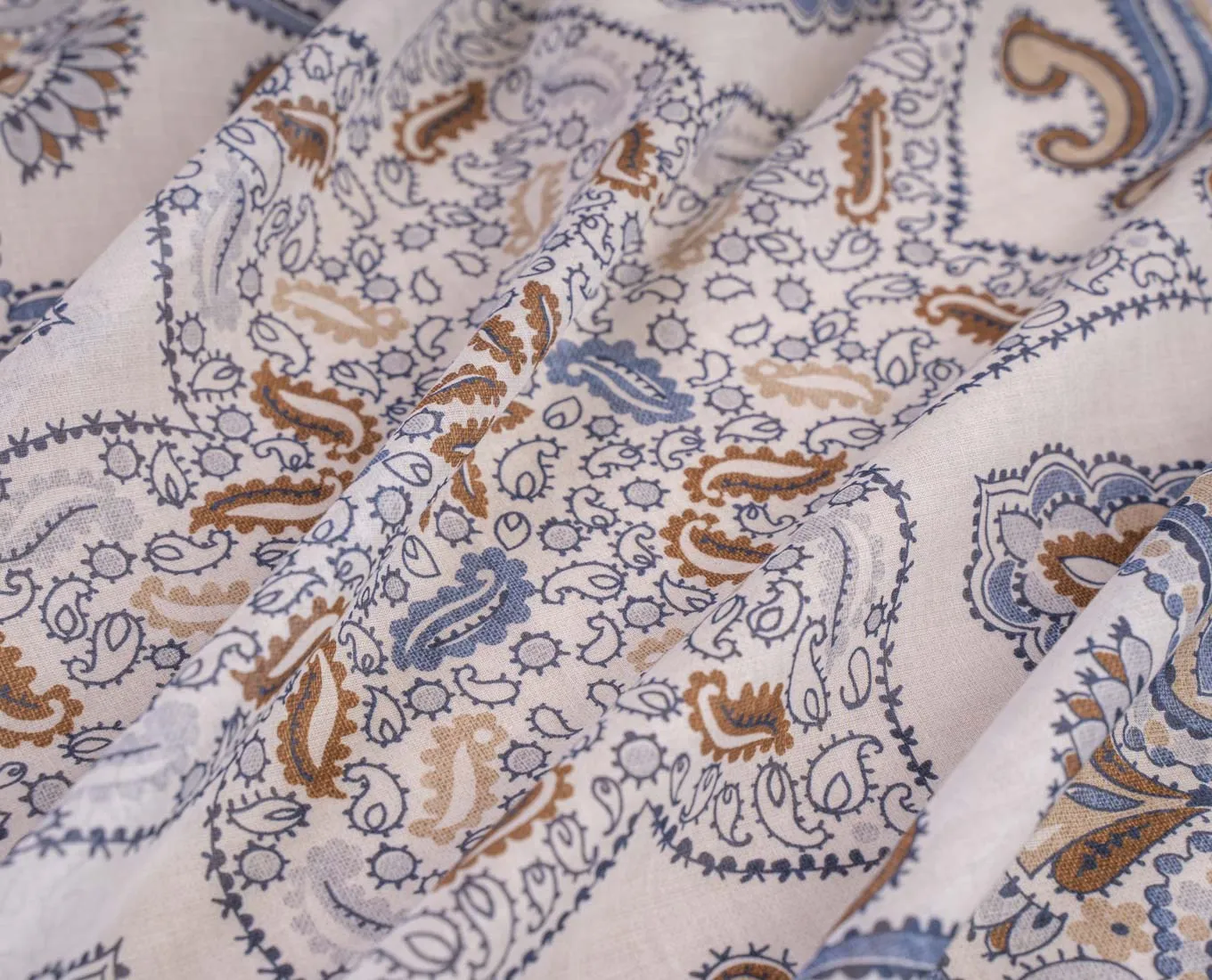 Bandana Scarf - White and Blue Paisley Print Cotton sold by Paolo Albizzati product image thumbnail 5