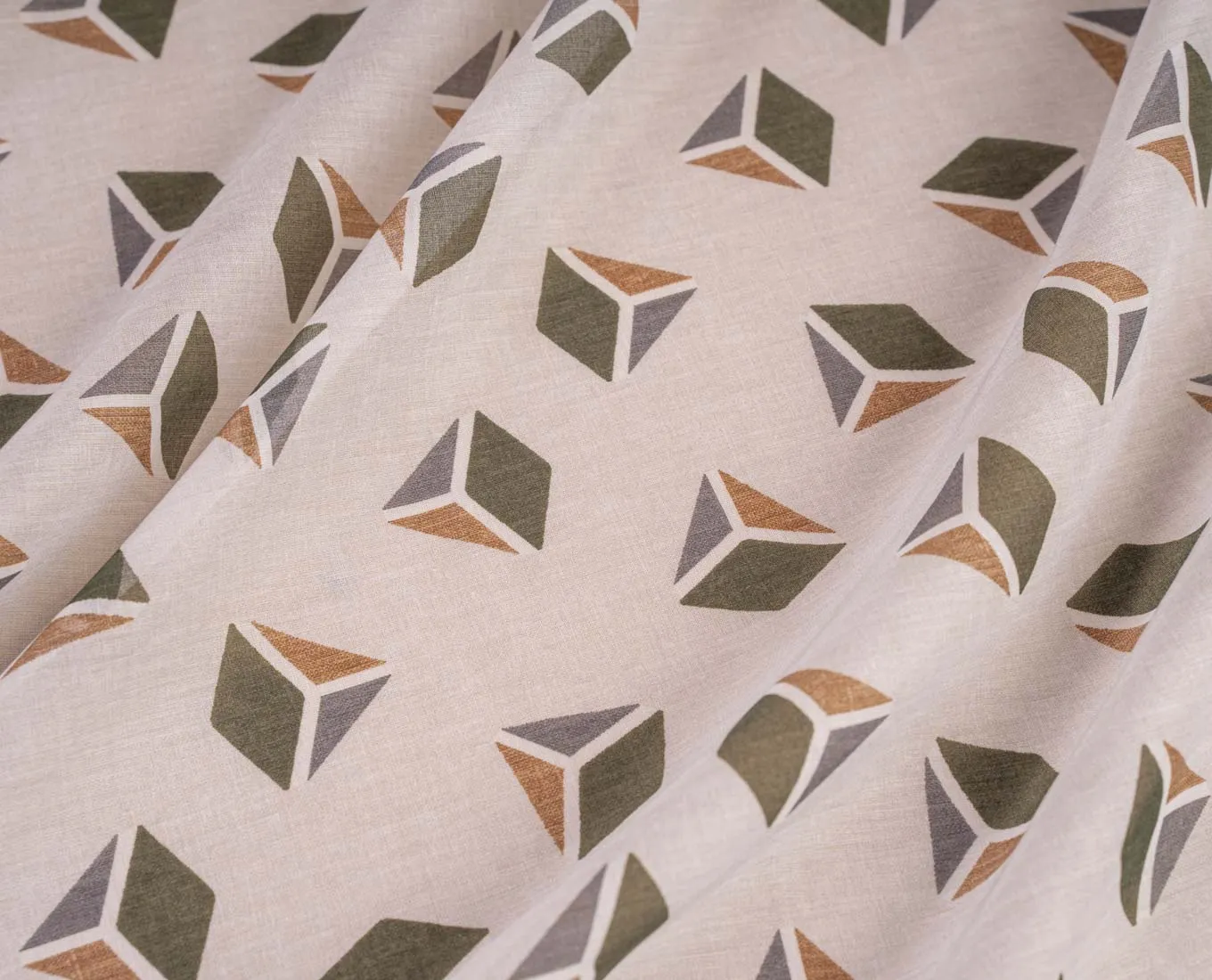 Bandana Scarf - White and Military Green Cotton Geometric Print sold by Paolo Albizzati product image thumbnail 5