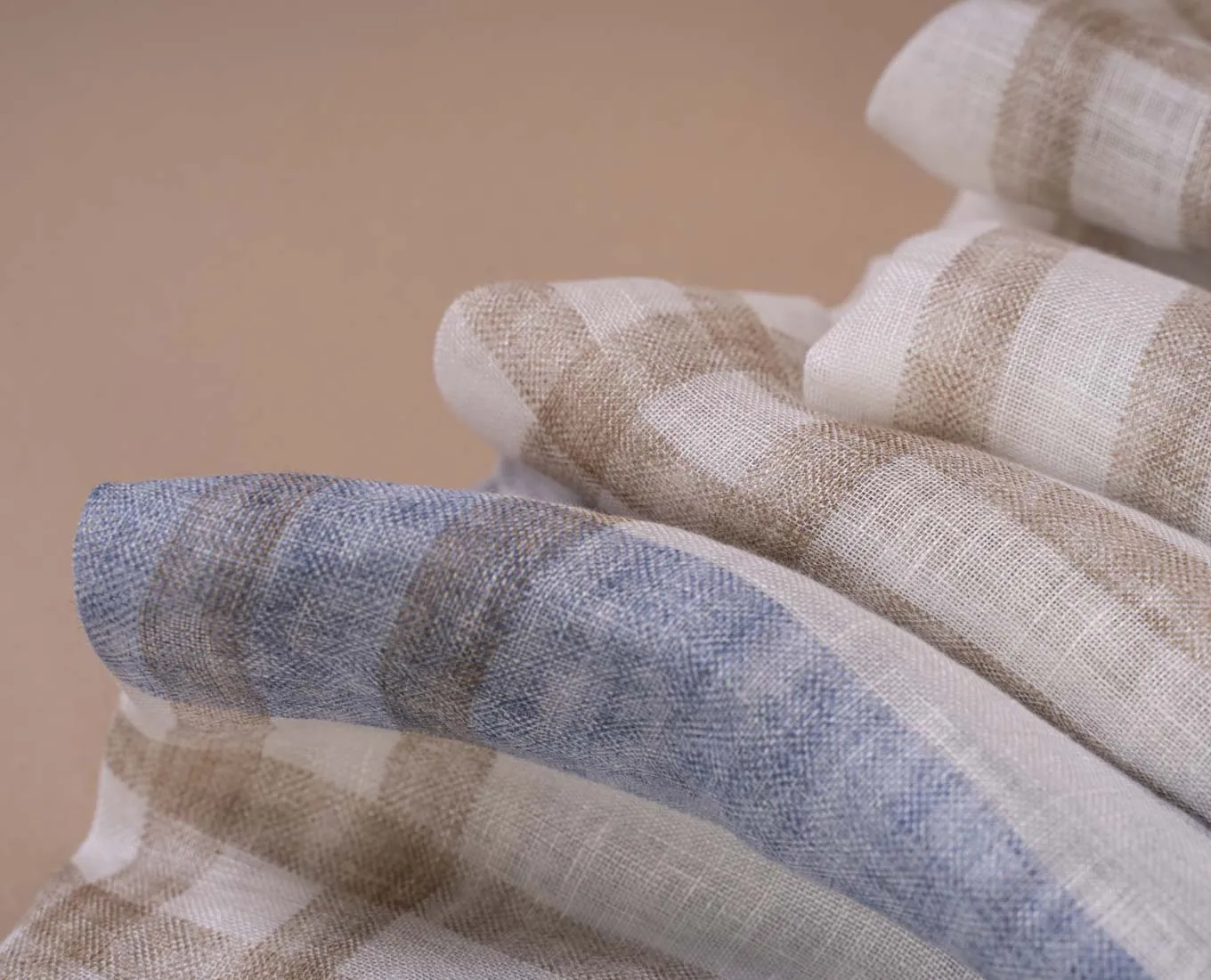 Linen Scarf - White Beige Maxi Check Print sold by Paolo Albizzati product image thumbnail 2