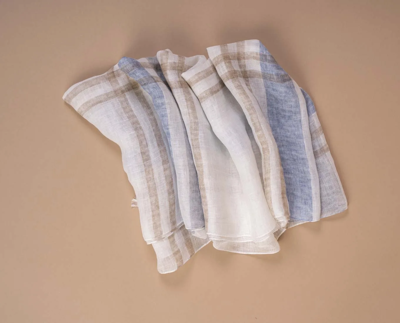 Linen Scarf - White Beige Maxi Check Print sold by Paolo Albizzati product image thumbnail 5
