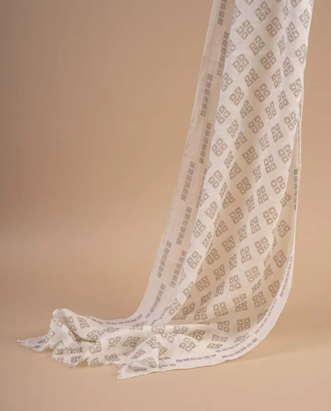 Linen Scarf - Pastel Yellow Square Print sold by Paolo Albizzati