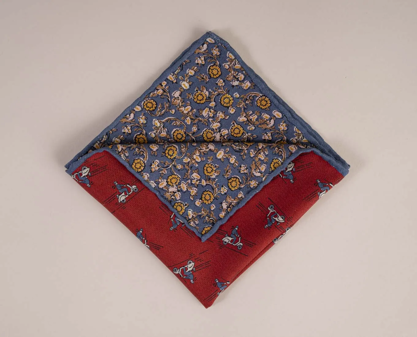 Reversible Silk Printed Pocket Square - Italian Lifestyle Red sold by Paolo Albizzati product image thumbnail 5