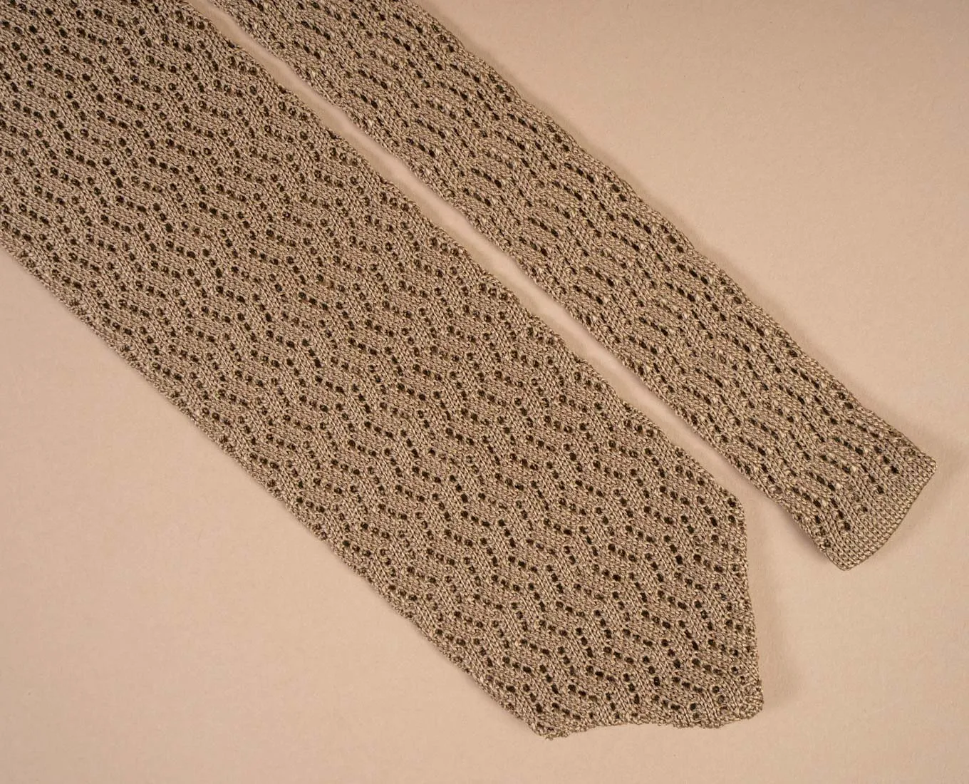 Pointed Knitted Silk Tie - Camel Beige Solid sold by Paolo Albizzati product image thumbnail 5