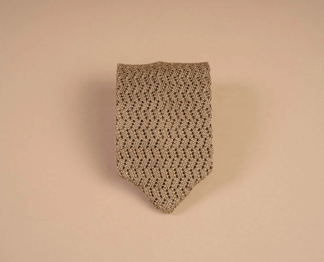 Pointed Knitted Silk Tie - Camel Beige Solid sold by Paolo Albizzati product image thumbnail 2