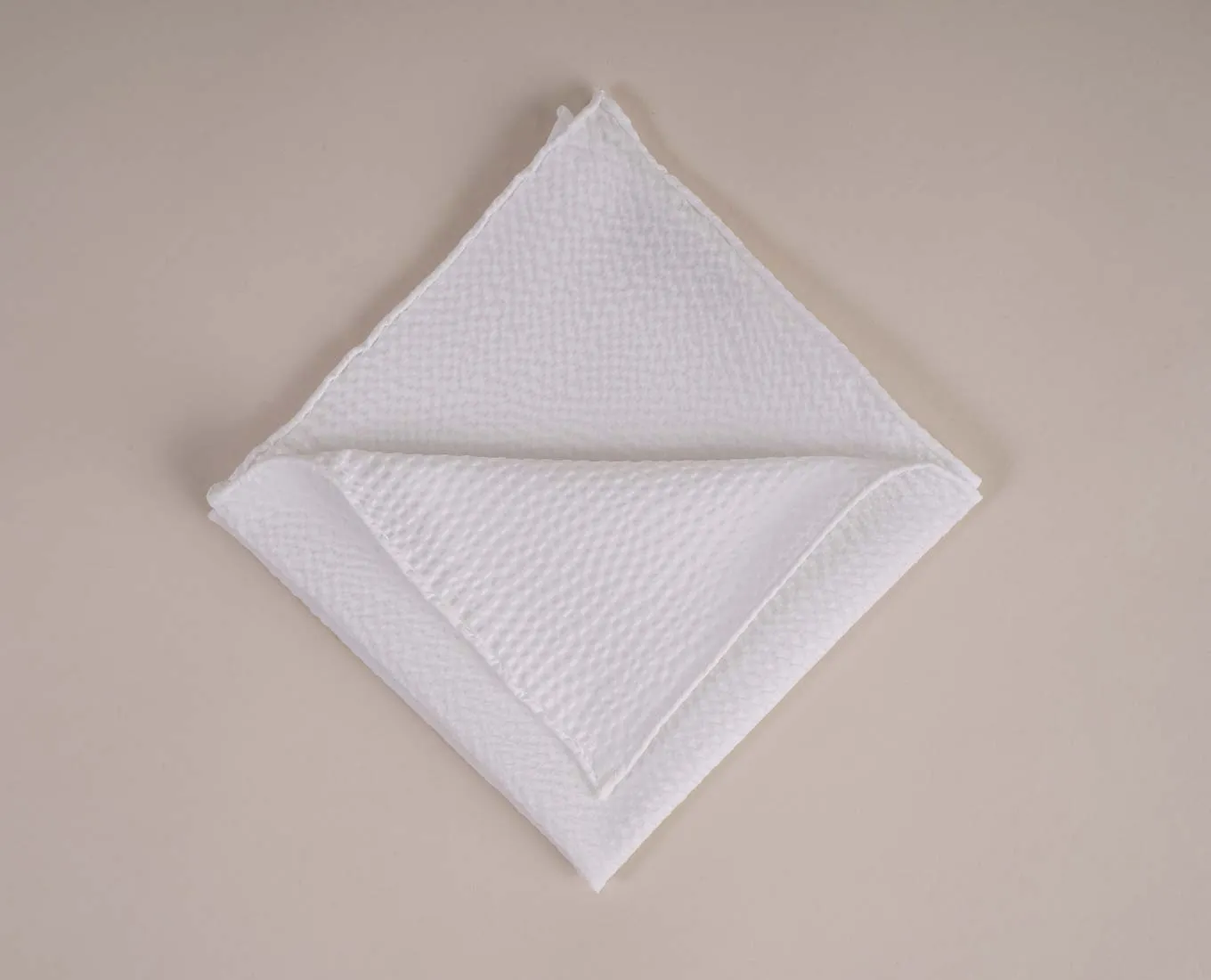 White Plain - Seersucker Cotton Pocket Square sold by Paolo Albizzati product image thumbnail 4