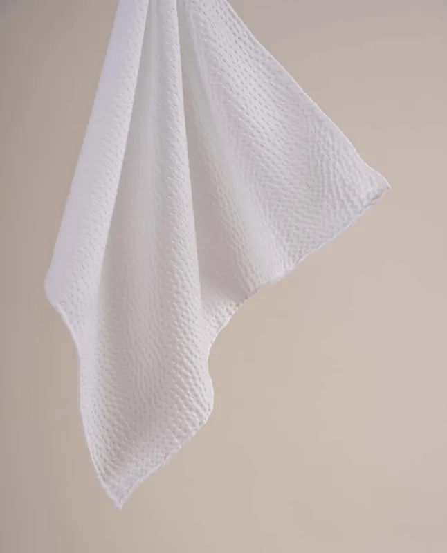 White Plain - Seersucker Cotton Pocket Square sold by Paolo Albizzati