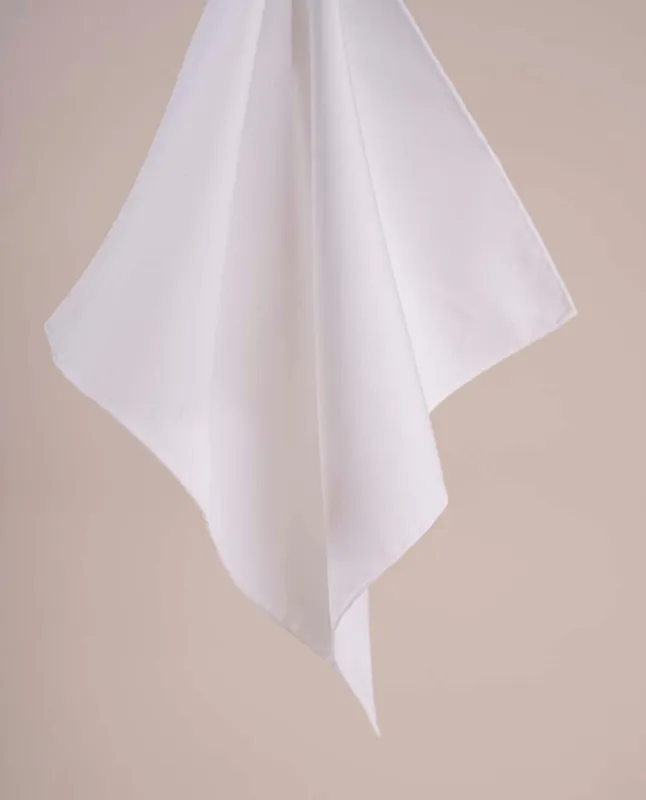 White Plain Cotton Essential Handmade Pocket Square sold by Paolo Albizzati