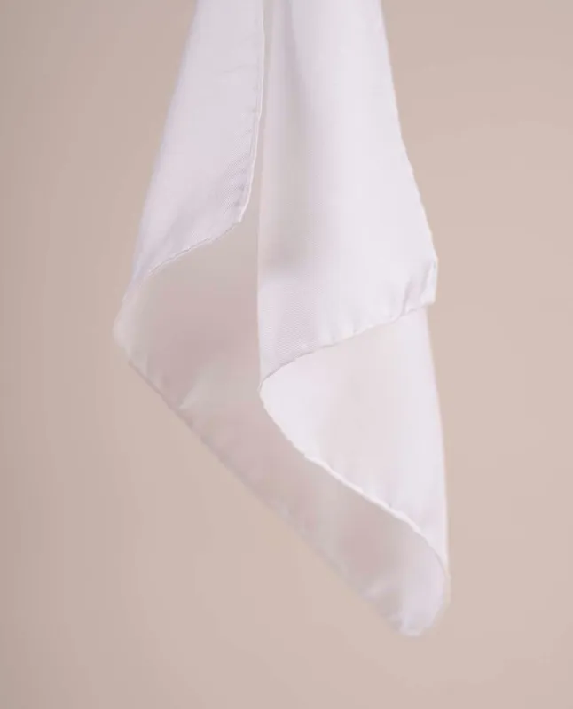 Twill Pocket Square - White Plain Silk sold by Paolo Albizzati