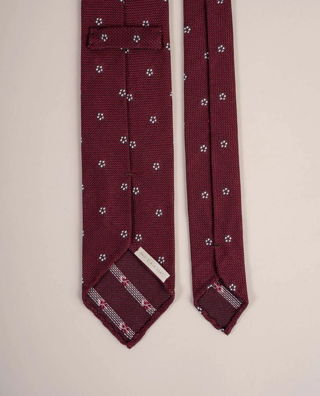 Original Grenadine Silk Tie - Burgundy and White Flower sold by Paolo Albizzati product image thumbnail 2
