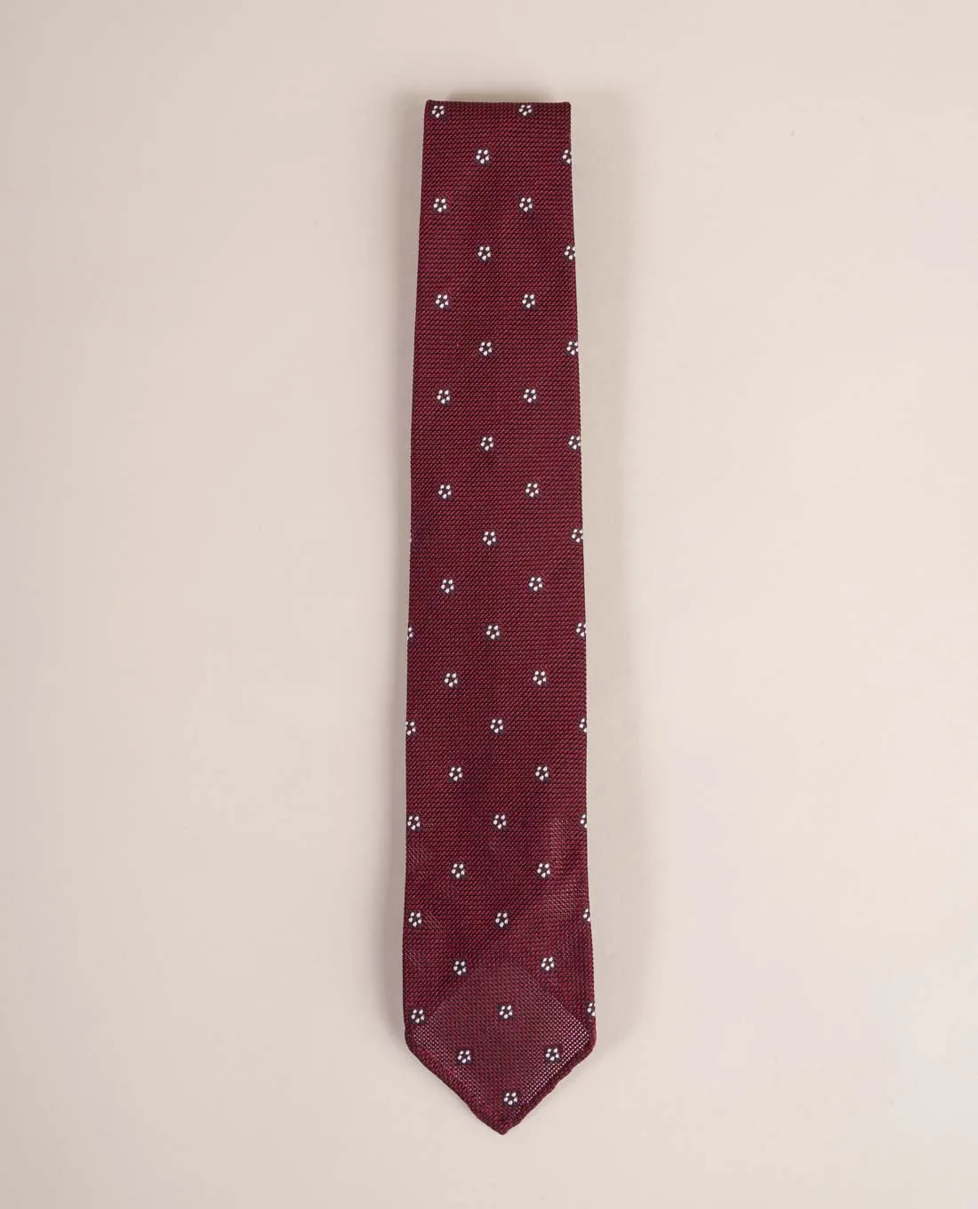 Original Grenadine Silk Tie - Burgundy and White Flower sold by Paolo Albizzati