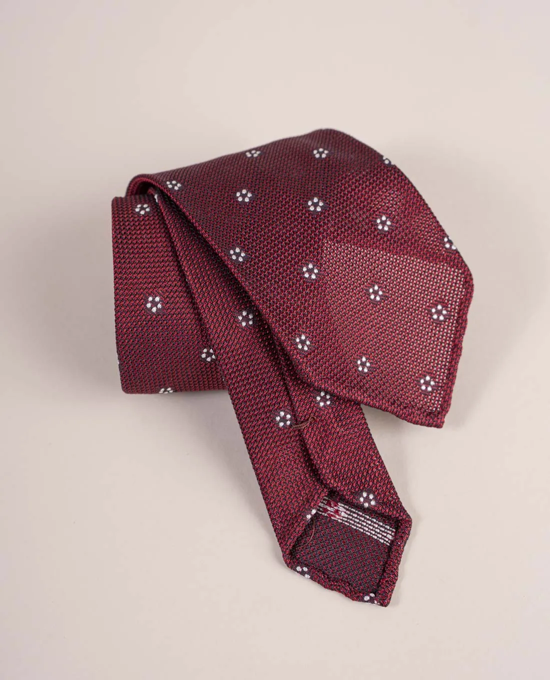 Original Grenadine Silk Tie - Burgundy and White Flower sold by Paolo Albizzati product image thumbnail 3